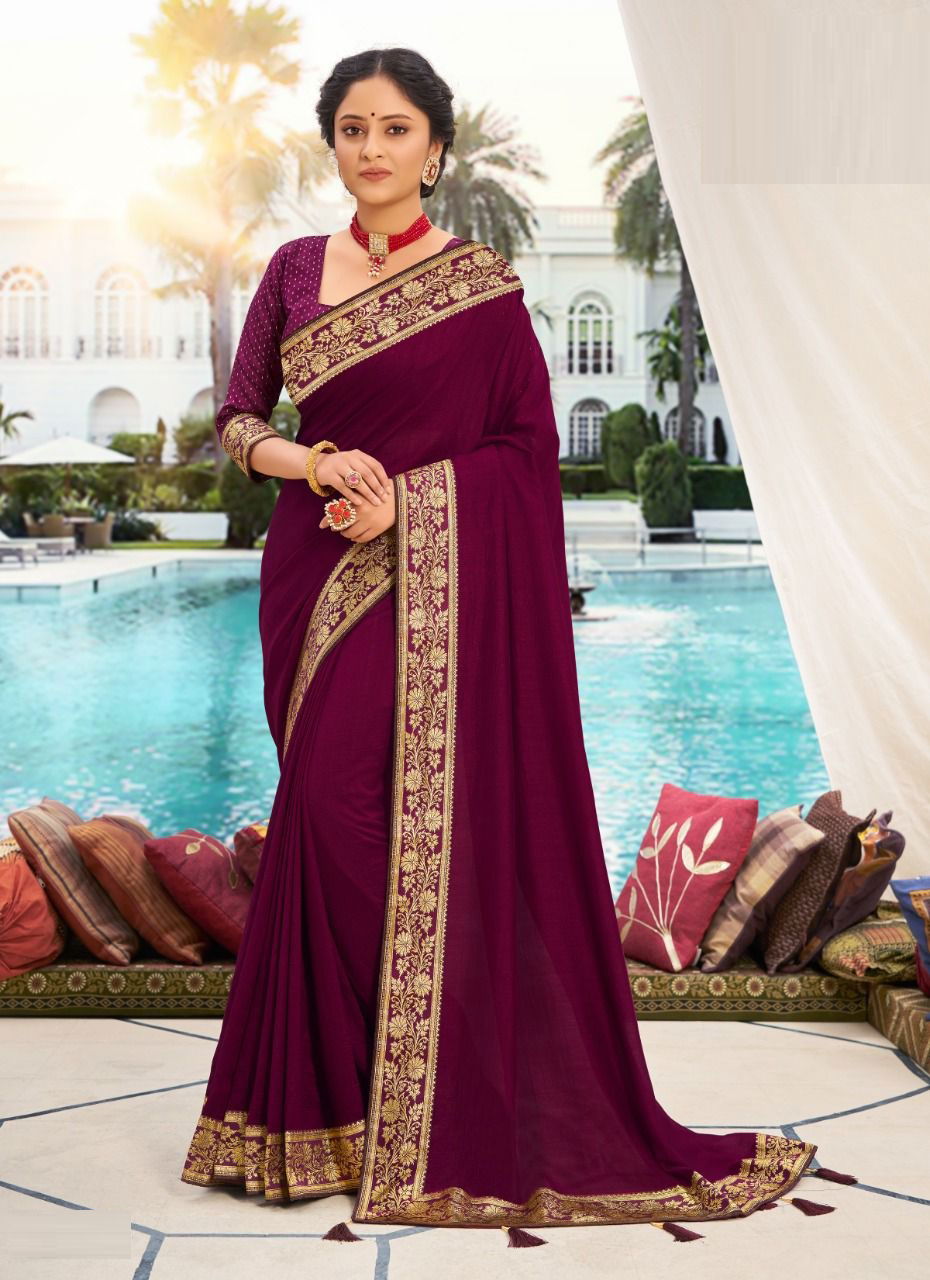 Saroj Ishita Festive Wear Heavy Border Vichitra Silk Fancy Saree Collection